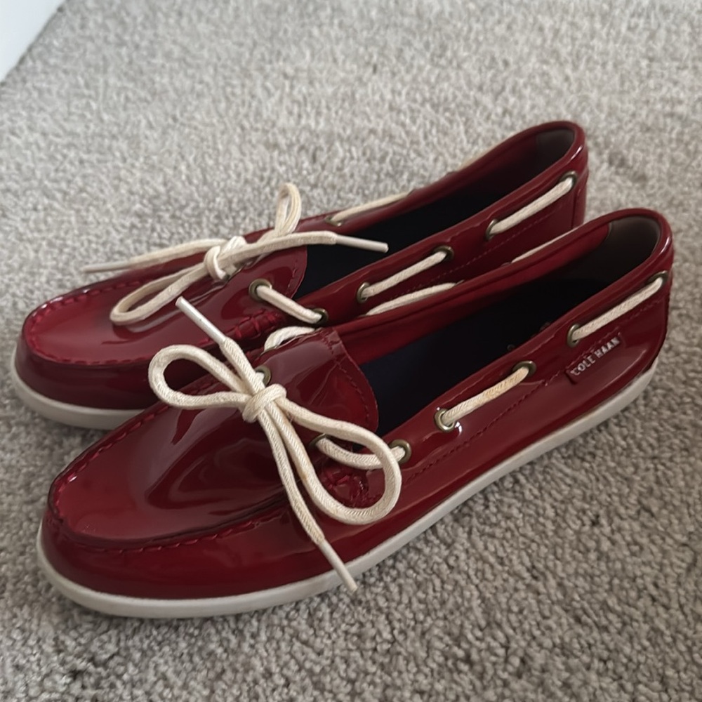 Cole Haan Women's Patent Leather Loafer Shoes, Red - Size 7 - Picture 3 of 8